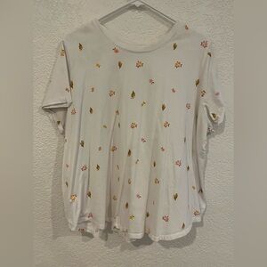 Old Navy White Tee with Floral and Cactus Pattern